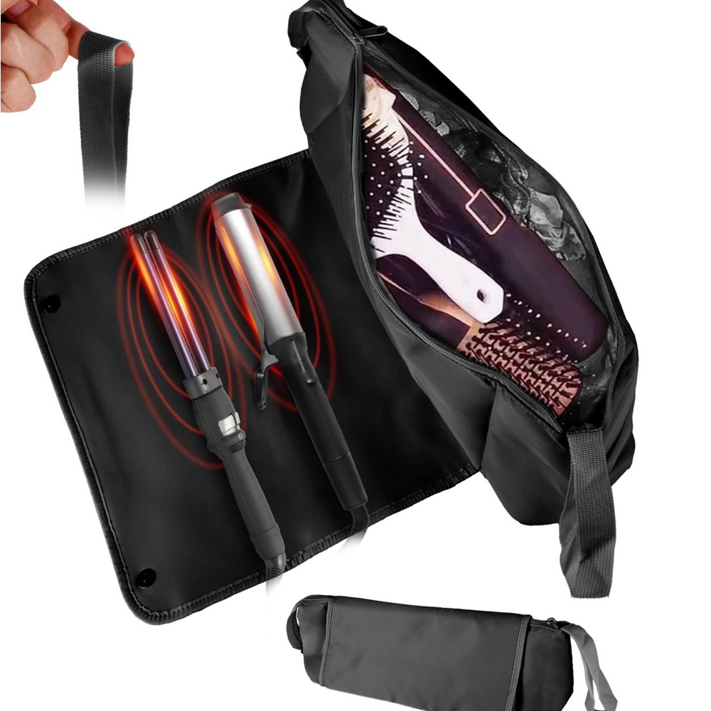 Checkered Black and White Travel Bag with Heat Resistant Mat
